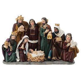 Complete nativity scene set 35 cm painted resin 35x20x10 cm