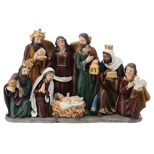 Complete nativity scene set 35 cm painted resin 35x20x10 cm 1