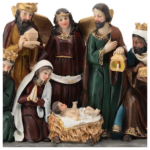 Complete nativity scene set 35 cm painted resin 35x20x10 cm 2