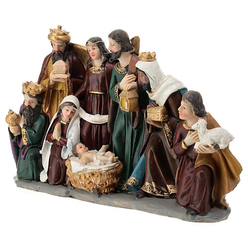 Complete nativity scene set 35 cm painted resin 35x20x10 cm 3