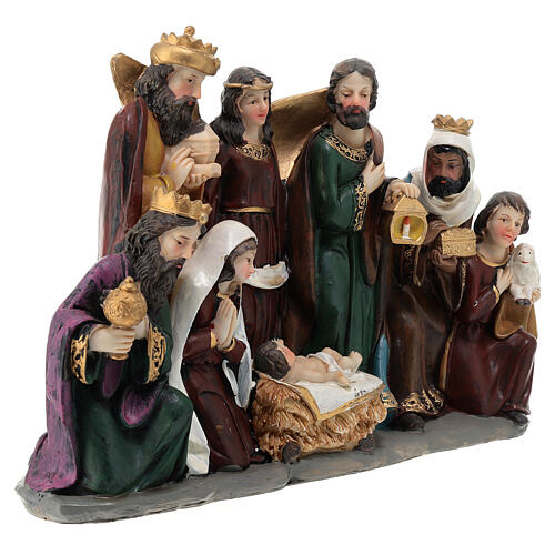 Complete nativity scene set 35 cm painted resin 35x20x10 cm 5