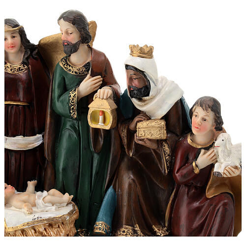 Complete nativity scene set 35 cm painted resin 35x20x10 cm 6