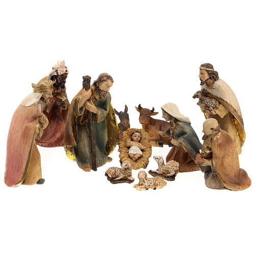 Nativity set with Holy Family Wise Men and shepherd, resin, for Nativity Scene with 10 cm characters 1