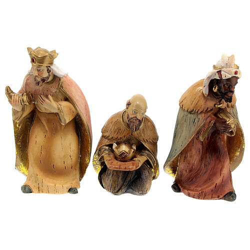 Conjunto Sagrada Família Reis Magos pastor resina para presépio com figuras de 10 cm 3