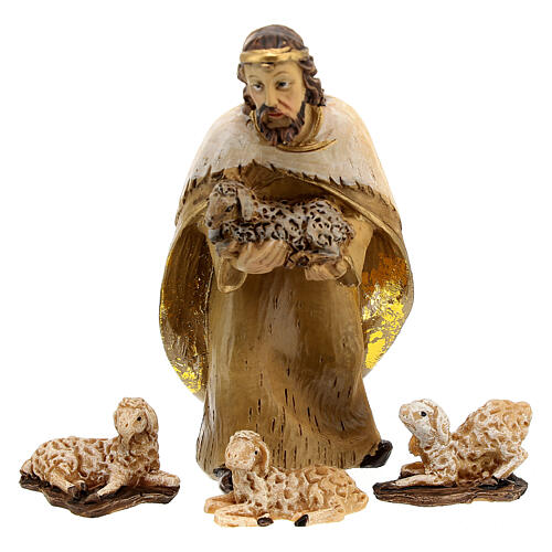 Conjunto Sagrada Família Reis Magos pastor resina para presépio com figuras de 10 cm 4
