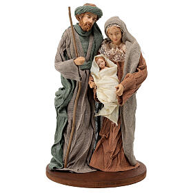 Holy Family statue in resin cloth on wooden base Shabby Chic 25 cm
