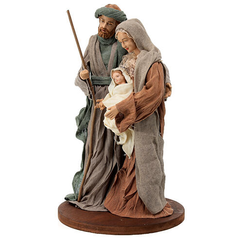 Holy Family statue in resin cloth on wooden base Shabby Chic 25 cm 3