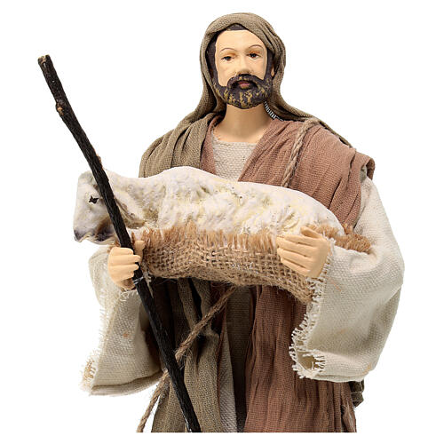 Nativity shepherds 2 pcs assorted resin cloth Country Collectibles 30 cm 2
