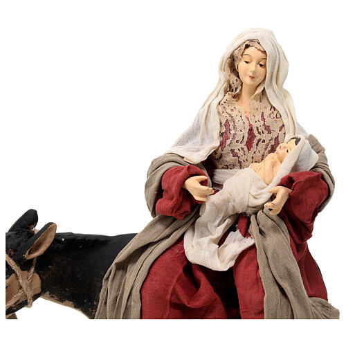 Natività 3 pz resina stoffa asinello base legno Country Collectibles 30 cm 2