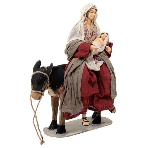 Natività 3 pz resina stoffa asinello base legno Country Collectibles 30 cm 5