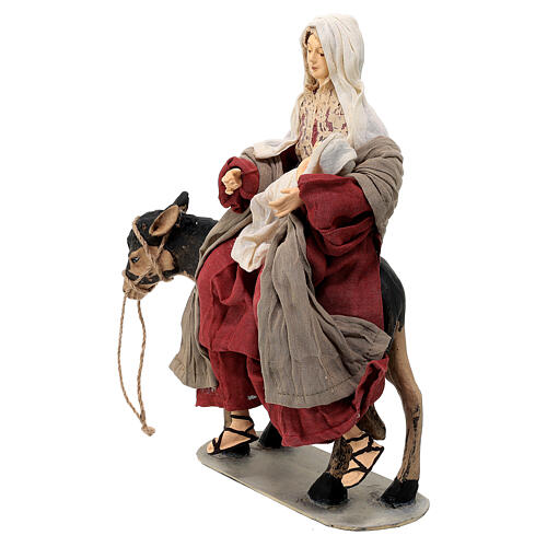 Natività 3 pz resina stoffa asinello base legno Country Collectibles 30 cm 7