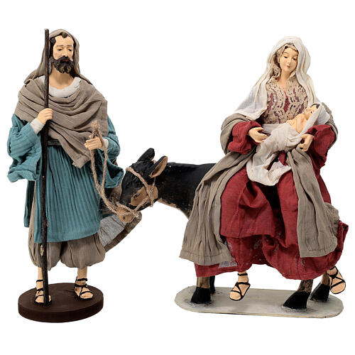 Holy Family statue donkey 3 pcs resin cloth wood base Country Collectibles 30 cm 1
