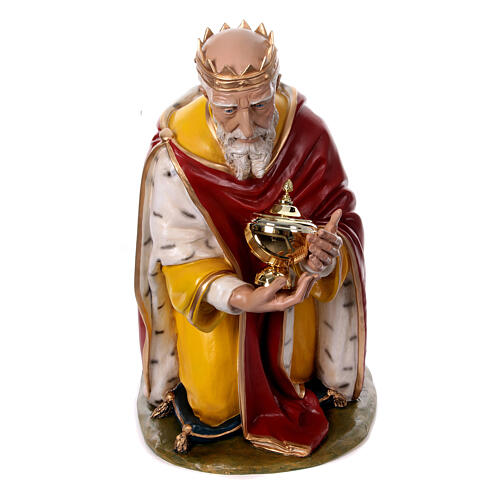 Wise Man on his knees, Lando Landi's Nativity Scene of 160 cm, OUTDOOR statue, fibreglass with crystal eyes 1