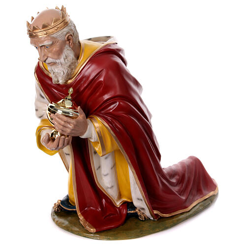 Wise Man on his knees, Lando Landi's Nativity Scene of 160 cm, OUTDOOR statue, fibreglass with crystal eyes 3