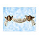 Engel mit Feston mit Gloria-Schriftzug, 160 cm, Lando Landi, Fiberglas, Kristallaugen, AUßEN s1