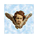 Engel mit Feston mit Gloria-Schriftzug, 160 cm, Lando Landi, Fiberglas, Kristallaugen, AUßEN s3