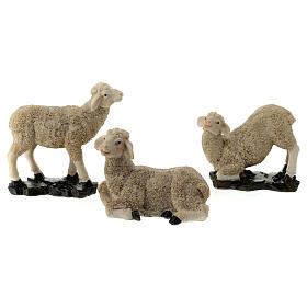 Set 3 moutons en résine crèche 30 cm