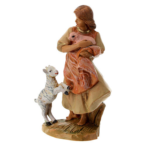 Mujer con cerdito en brazos belén 12 cm Fontanini 2