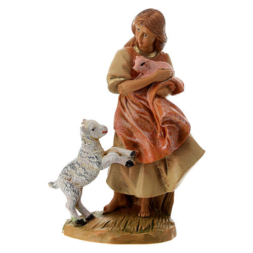 Ragazza con maialino in braccio presepe 12 cm Fontanini 1