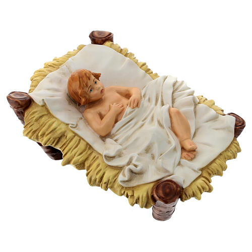 Enfant Jésus dans berceau pour Nativité 40 cm matière incassable pour extérieur 2