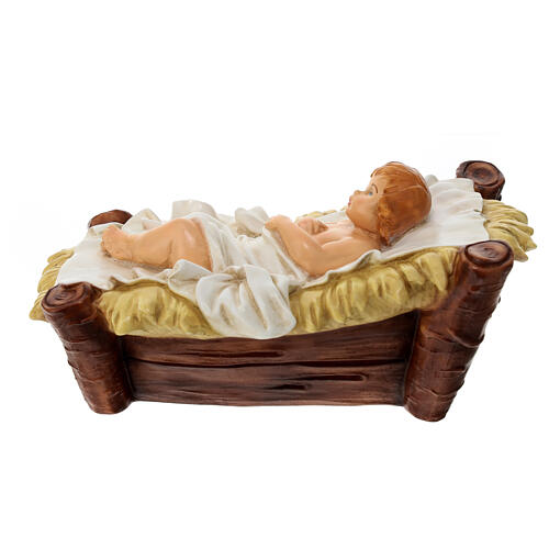 Enfant Jésus dans berceau pour Nativité 40 cm matière incassable pour extérieur 3