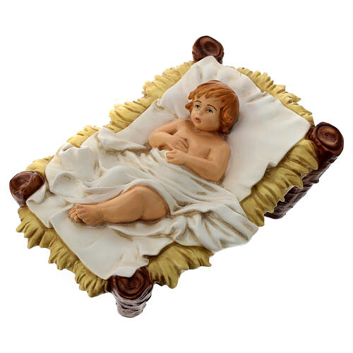 Enfant Jésus dans berceau pour Nativité 40 cm matière incassable pour extérieur 3