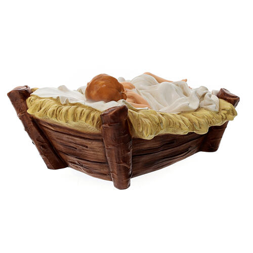 Enfant Jésus dans berceau pour Nativité 40 cm matière incassable pour extérieur 7