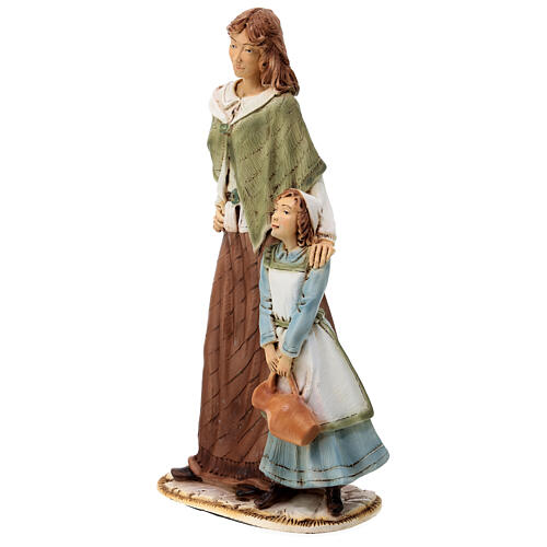 Bergère avec petite fille pour Nativité 30 cm matière incassable pour extérieur 3