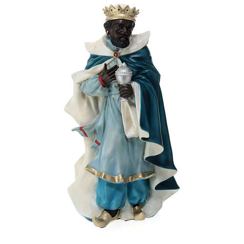 Estatua Rey Mago con incienso material infrangible 40 cm exterior 1