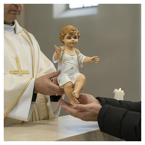 Patinated statue of the Infant Jesus for 110 cm Nativity Scene, indistructible material, outdoor 2