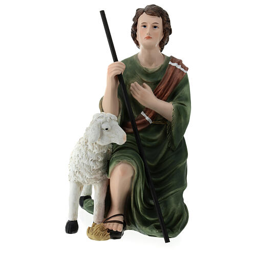 Shepherd with sheep and staff, 30x15x15 cm, for 40 cm fibreglass Nativity Scene 1