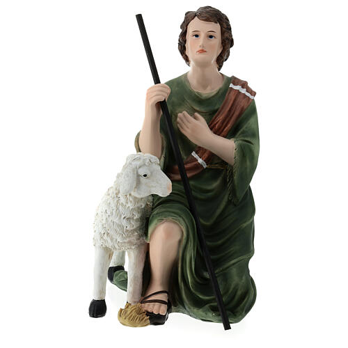 Pastor con oveja y bastón 30x15x15 cm fibra de vidrio belén 40 cm 1
