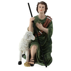 Pastore con pecora e bastone 30x15x15 cm vetroresina presepe 40 cm