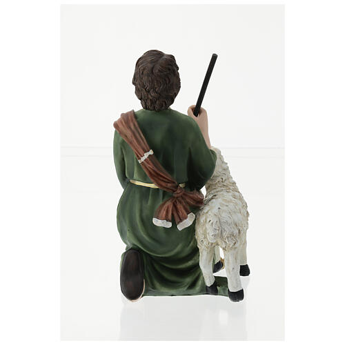 Pastore con pecora e bastone 30x15x15 cm vetroresina presepe 40 cm 5