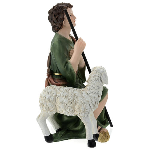Pastor com ovelha e vara 30x15x15 cm fibra de vidro para presépio de 40 cm 4