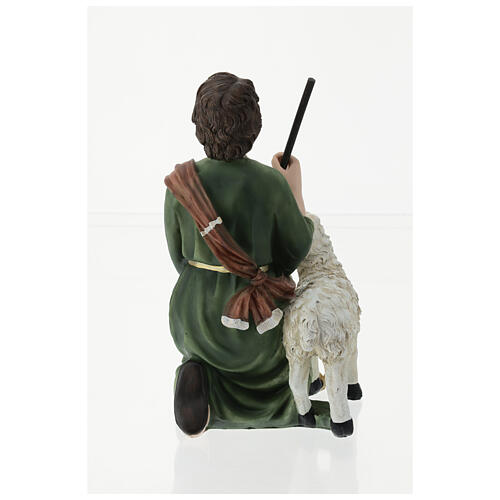Shepherd with sheep and staff 30x15x15 cm in fiberglass, 40 cm nativity scene 5