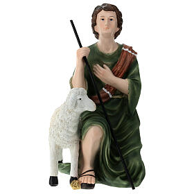 Shepherd of 40x20x20 cm with sheep and staff for 60 cm fibreglass Nativity Scene