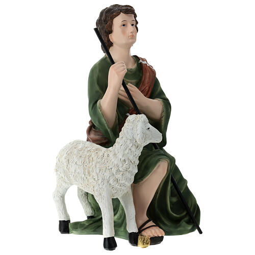 Pastor belén 60 cm con oveja y bastón fibra de vidrio 40x20x20 cm 3