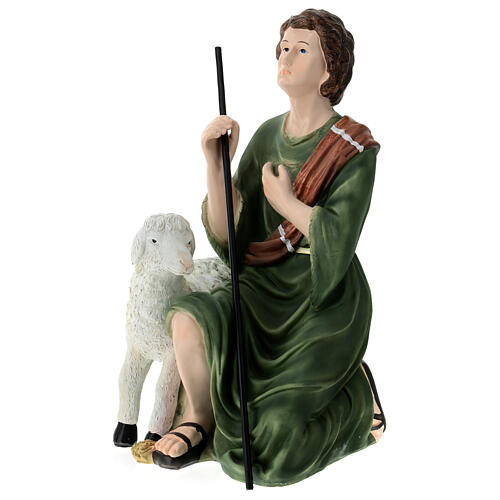 Pastore presepe 60 cm con pecora e bastone vetroresina 40x20x20 cm 2