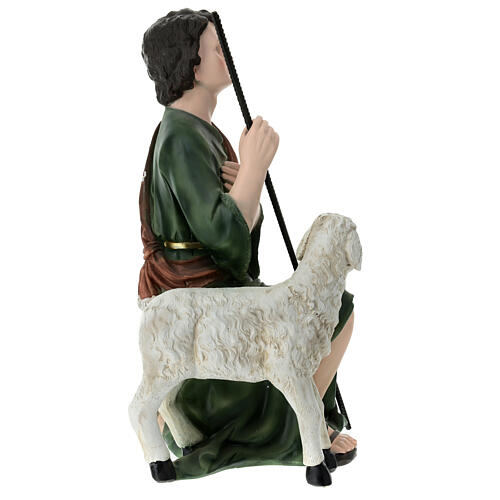 Shepherd with sheep and staff for 80 cm fibreglass Nativity Scene 55x30x25 cm 4