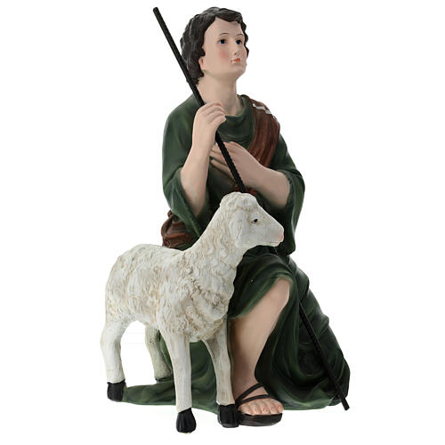 Pastor com ovelha e vara 55x30x25 cm para presépio de 80 cm fibra de vidro 3