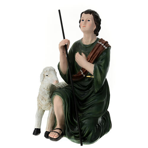 Shepherd statue 55x30x25 cm sheep and staff in fiberglass, 80 cm nativity set 2