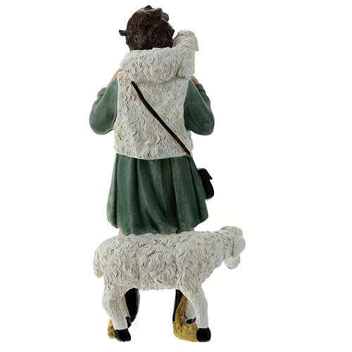 Shepherd with sheep and lamb, 30x15x10 cm, for 40 cm fibreglass Nativity Scene 5