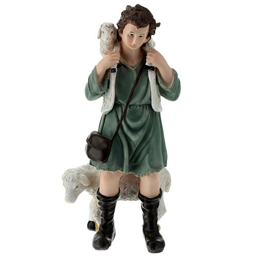 Pastore con pecora presepe 40 cm vetroresina 30x15x10 cm 1