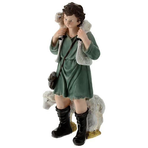 Pastore con pecora presepe 40 cm vetroresina 30x15x10 cm 3
