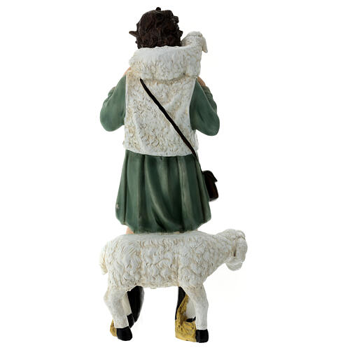 Berger avec mouton et agneau 45x20x15 cm fibre de verre pour crèche 60 cm 5