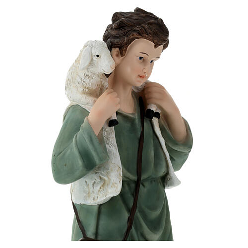 Shepherd statue 45x20x16 cm in fiberglass with sheep, 60 cm nativity scene 2