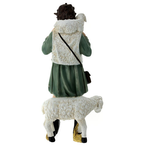 Shepherd statue 45x20x16 cm in fiberglass with sheep, 60 cm nativity scene 5