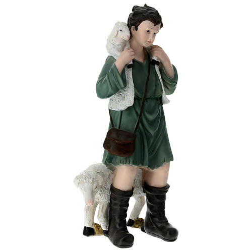 Shepherd with sheep and lamb for 80 cm fibreglass Nativity Scene 65x30x20 cm 4