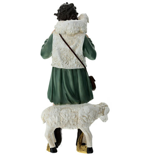 Berger 65x30x20 cm avec mouton et agneau fibre de verre crèche 80 cm 6